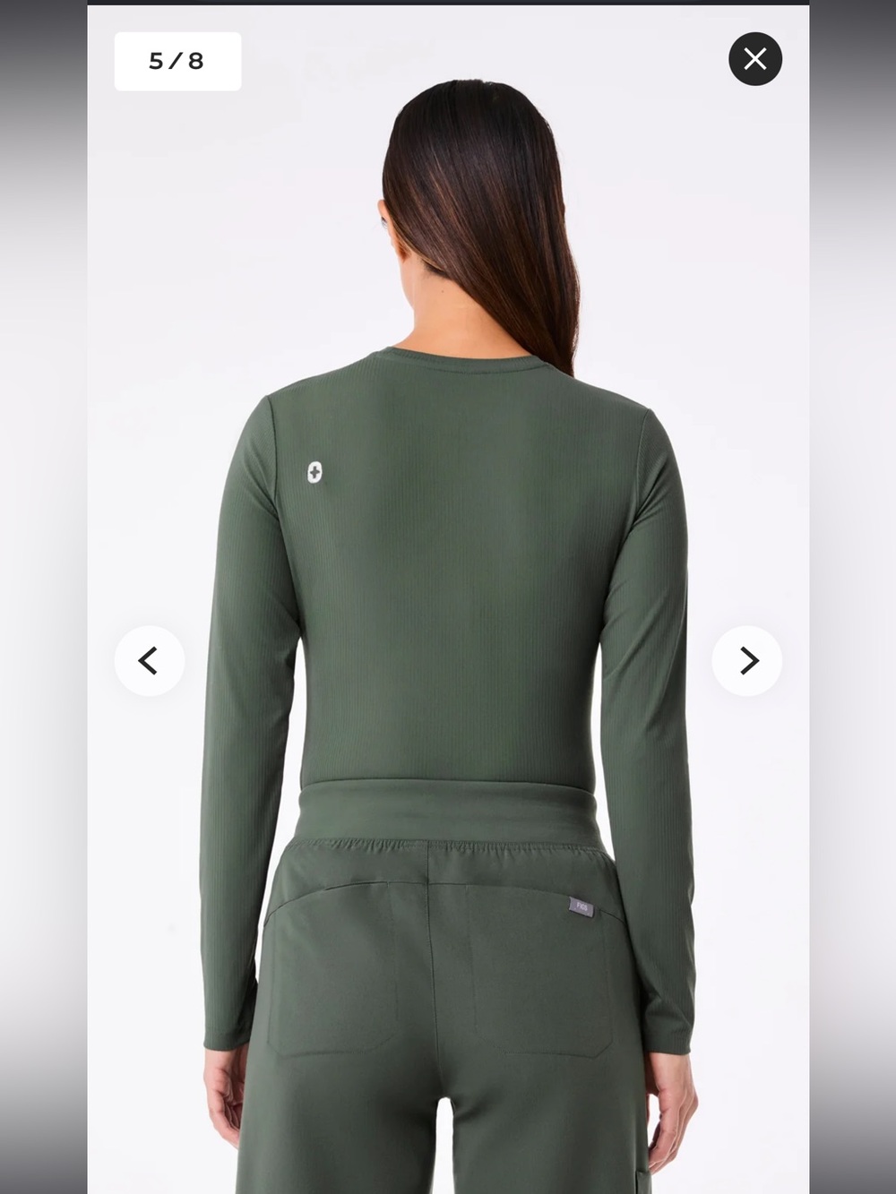 NWOT Figs Palmer Ribbed Underscrub Olive Green Long Sleeve Top